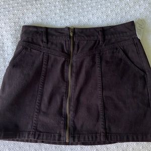 Black denim mini skirt